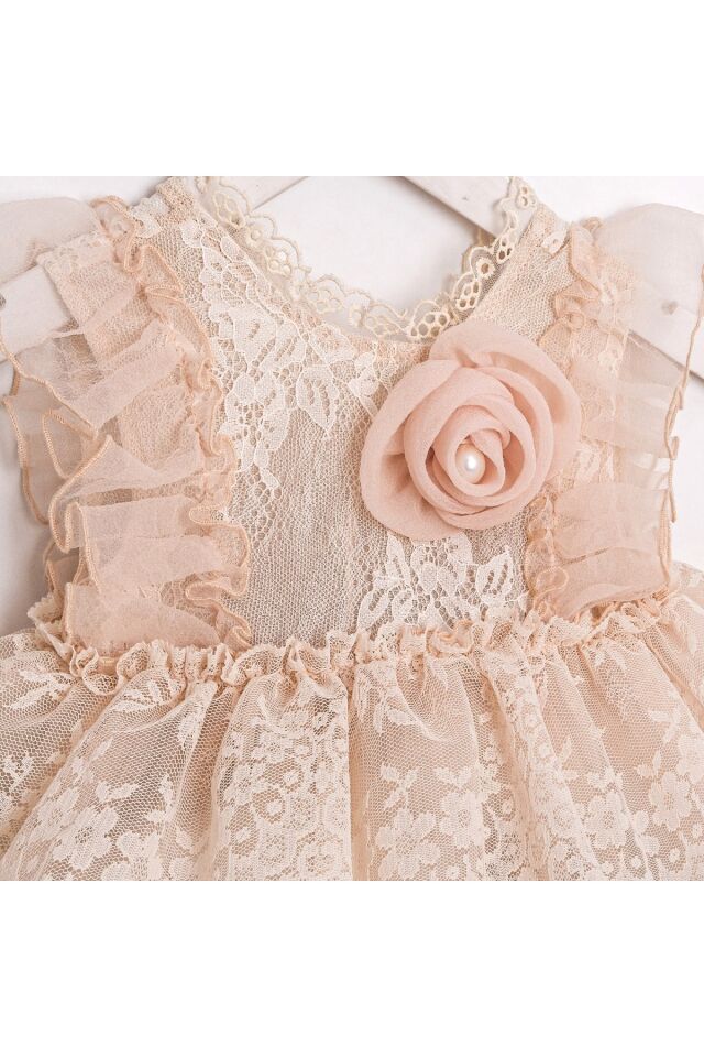 Bony Dantelli Saç Aksesuarlı Kız Bebek Romper