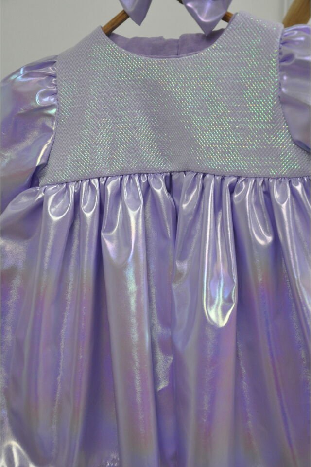 Violet Toka Aksesuarlı Kız Bebek Elbise