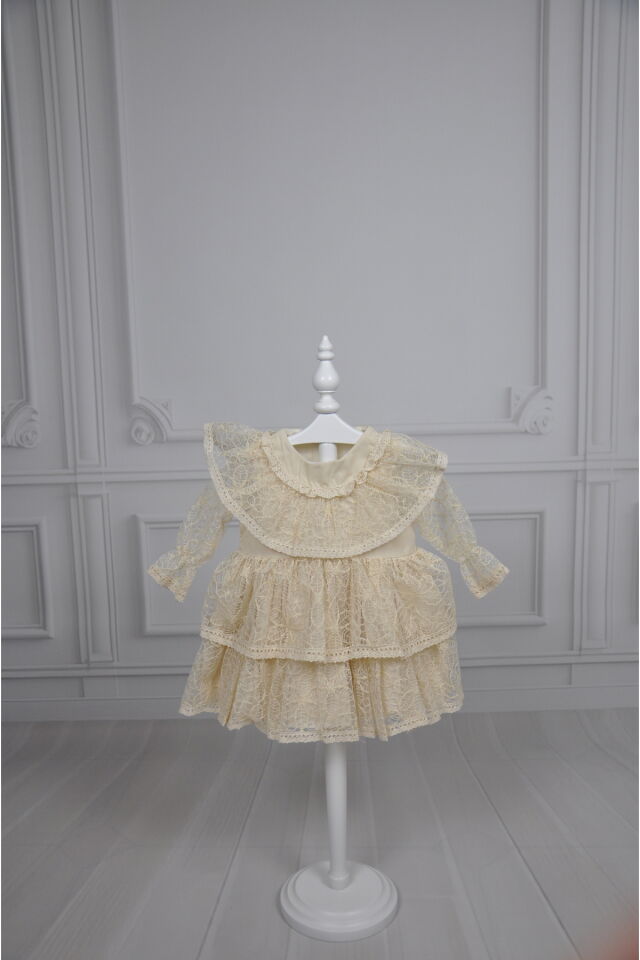Dantel Yakalı Vintage Bebek Elbisesi