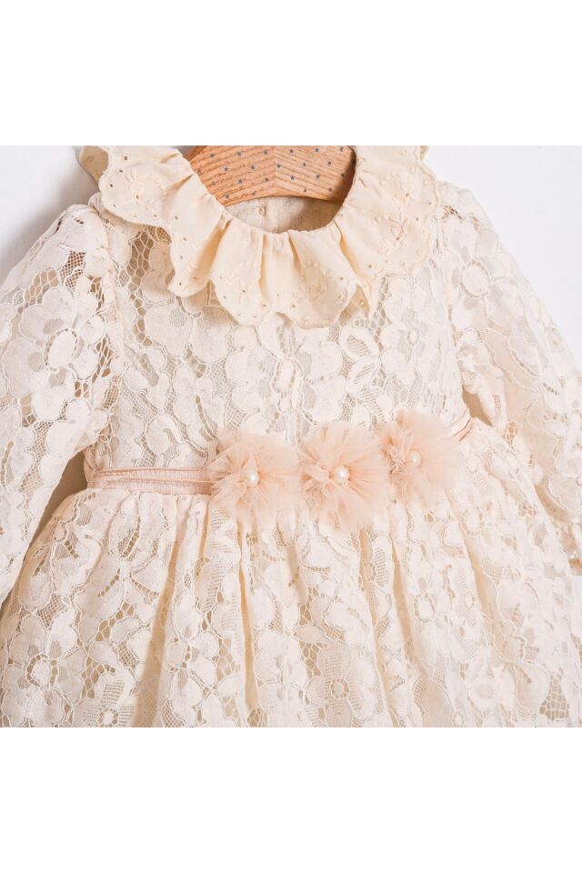 Bella Saç Aksesuarlı Dantel Kız Bebek Elbise