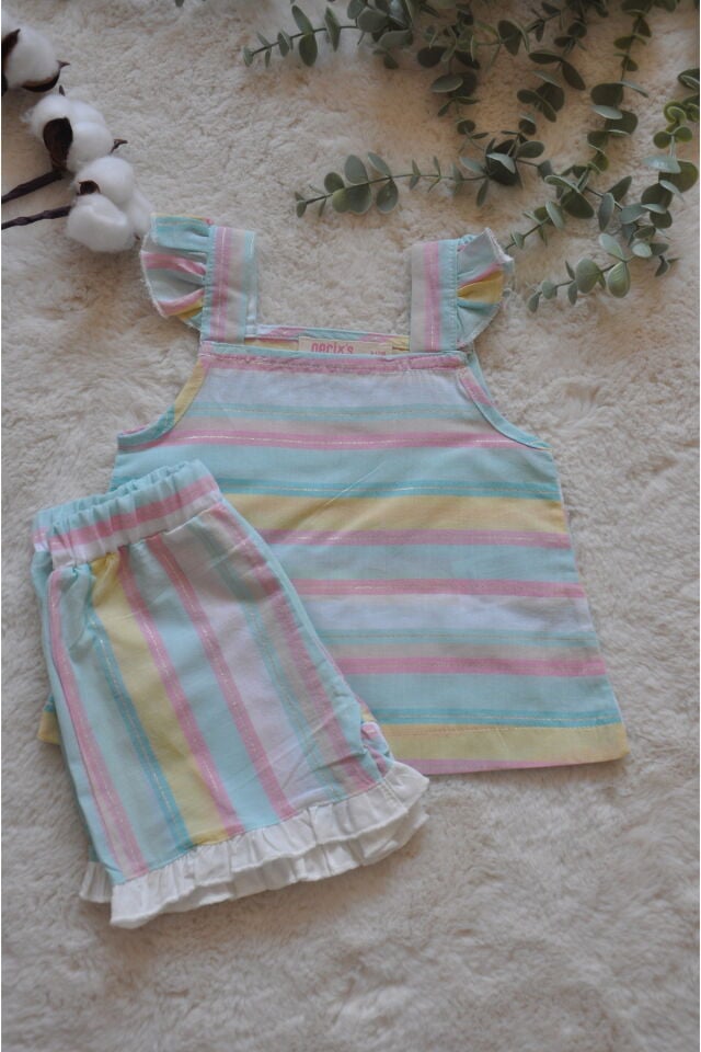 Rainbow Kız Bebek Şortlu Takım