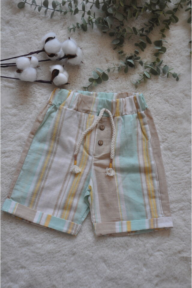 Erkek Çocuk Şortlu Kapişonlu Müslin Takım