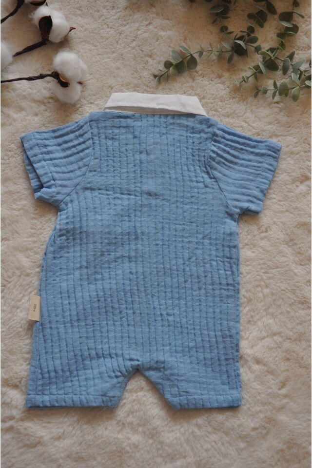 Erkek Bebek Havuç Detaylı Müslin Zıbın