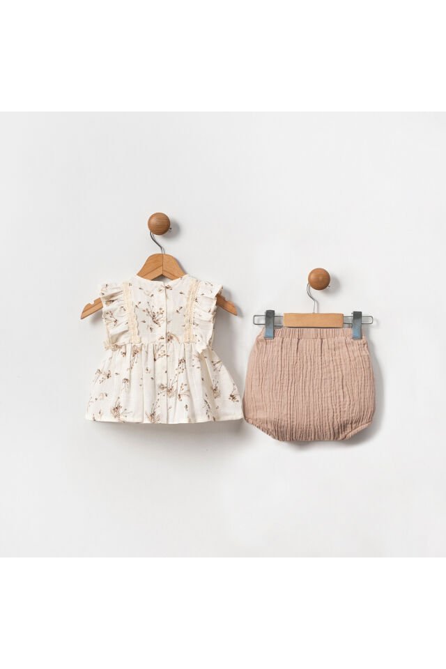 Cina Kız Bebek Müslin Alt Üst İkili Takım