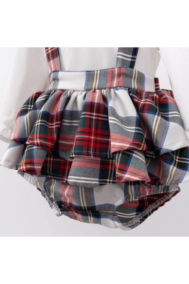 Ekoseli 3'lü Kız Bebek Takım