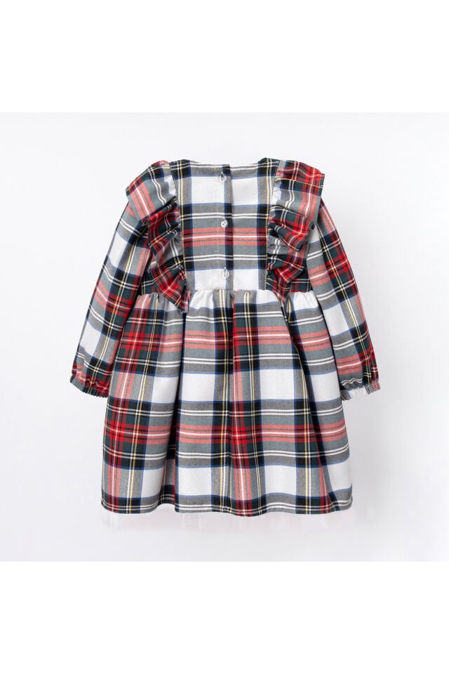 Cindy Ekoseli Kız Bebek Elbise