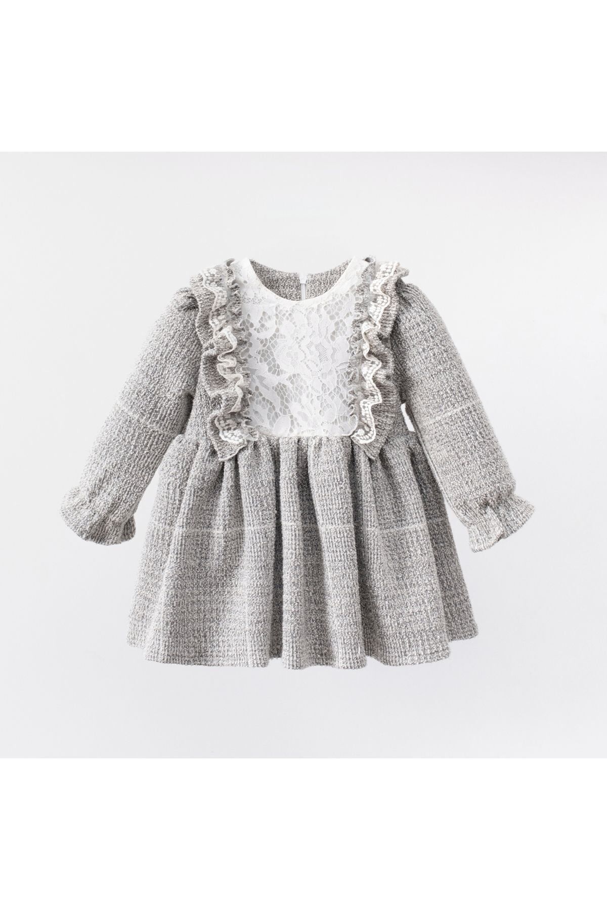 Mary Kız Bebek Elbise Gri - 6-9 Ay