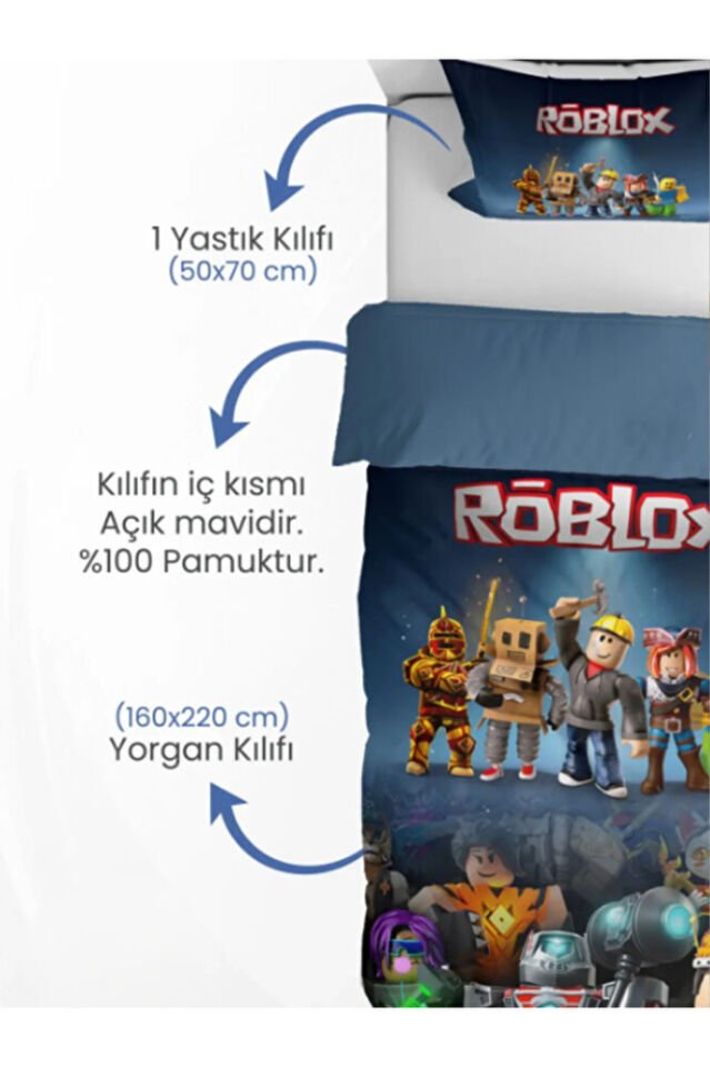 Roblox Çocuk Yastıklı Nevresim Takımı (Çarşafsız)