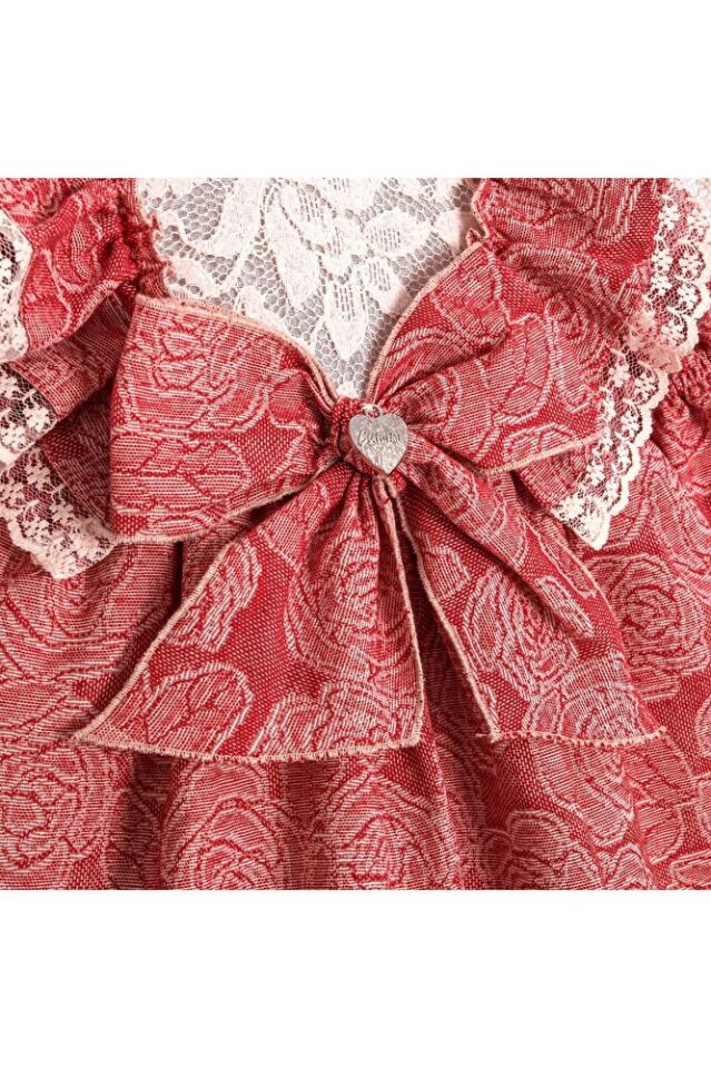 Lisa Kız Bebek Çiçek Desenli Dantel Detaylı Fırfırlı Özel Gün Elbisesi