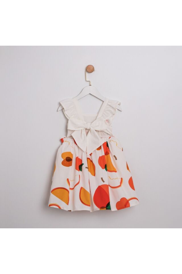 Sweet Fruit Arkası Fiyonklu Kız Çocuk Elbise