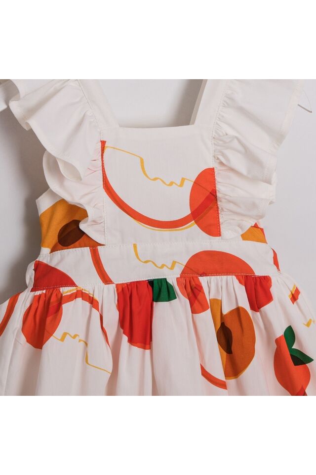Sweet Fruit Arkası Fiyonklu Kız Çocuk Elbise
