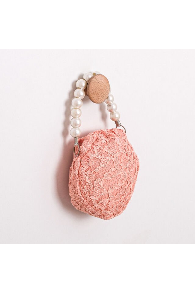 Nakışlı Arkası Çapraz Bağlamalı ve Çanta Aksesuarlı Kız Çocuk Dantel Elbise