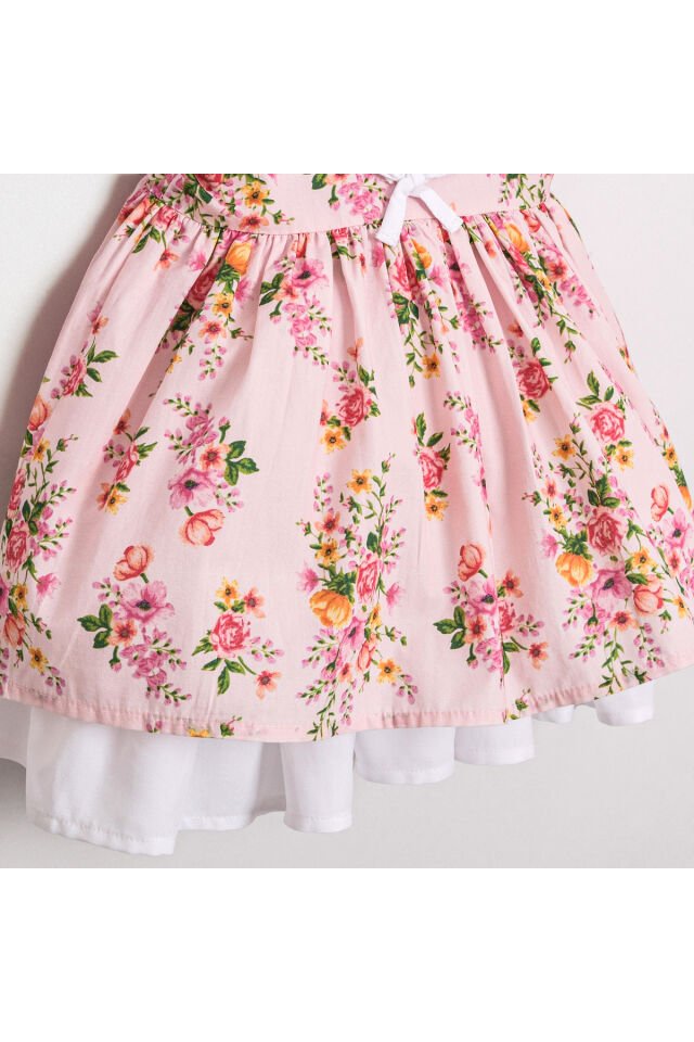 June Askılı Çiçek Desenli Kız Çocuk Elbise