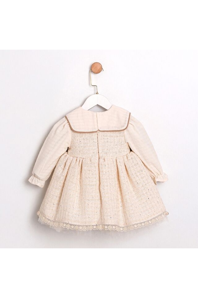Elisa Yakası Nakışlı Kız Bebek Elbise