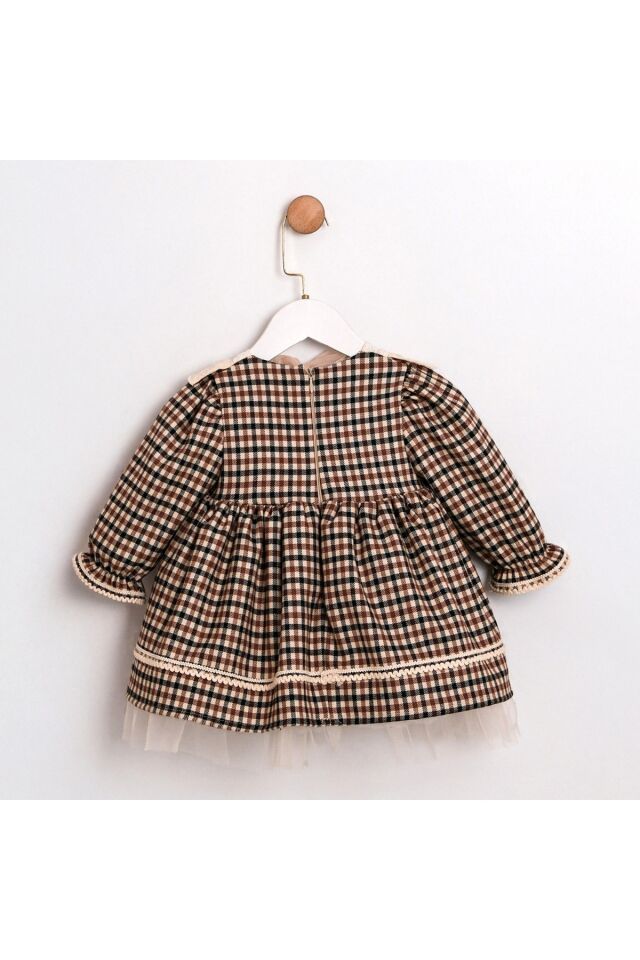 Dina Çanta Aksesuarlı Pötikareli Kız Bebek Elbise