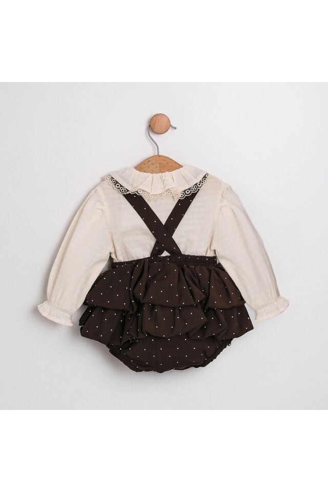 Mary Önü Fiyonklu Kız Bebek Salopet Takım