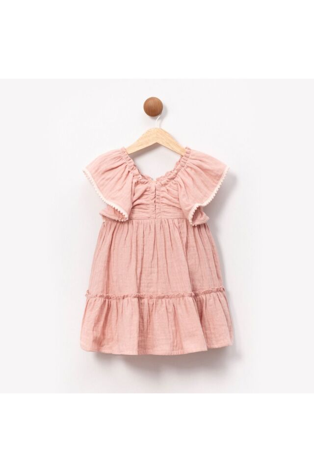 Clara Soft Kumaş Kız Çocuk Elbise Pembe - 4 Yaş