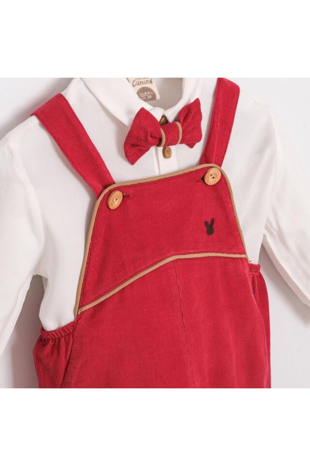 Tomy Papyonlu Gömlekli Erkek Bebek Salopet- Tulum Takım