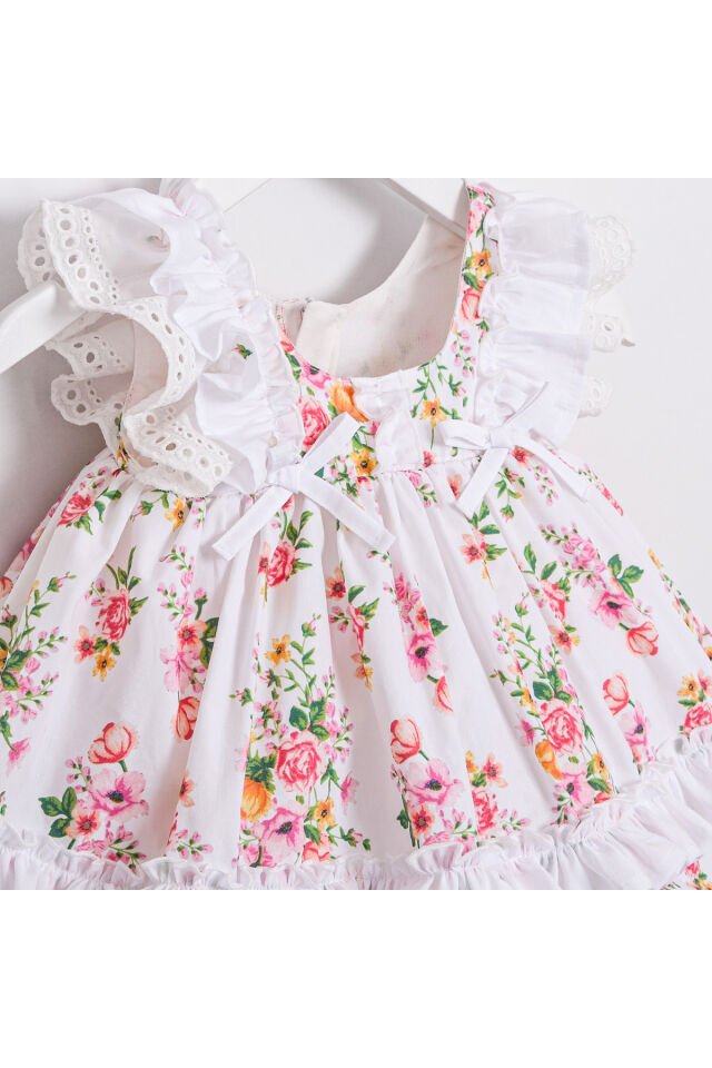 Flower Dream Kız Bebek Elbise Beyaz - 6-9 Ay
