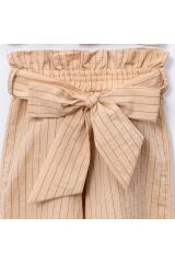 Melly Crop Bluz Ve Pantolonlu İkili Kız Takım Bej - 5 Yaş