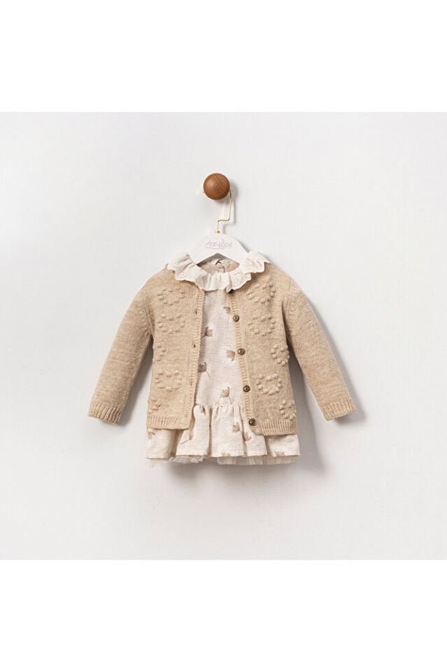 Diana Aksesuarlı Kız Bebek Hırkalı Elbise 18-24 Ay